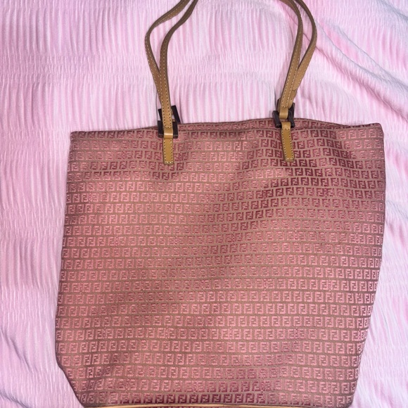 Fendi Handbags - Fendi Pink Zucca Print Tote Bag